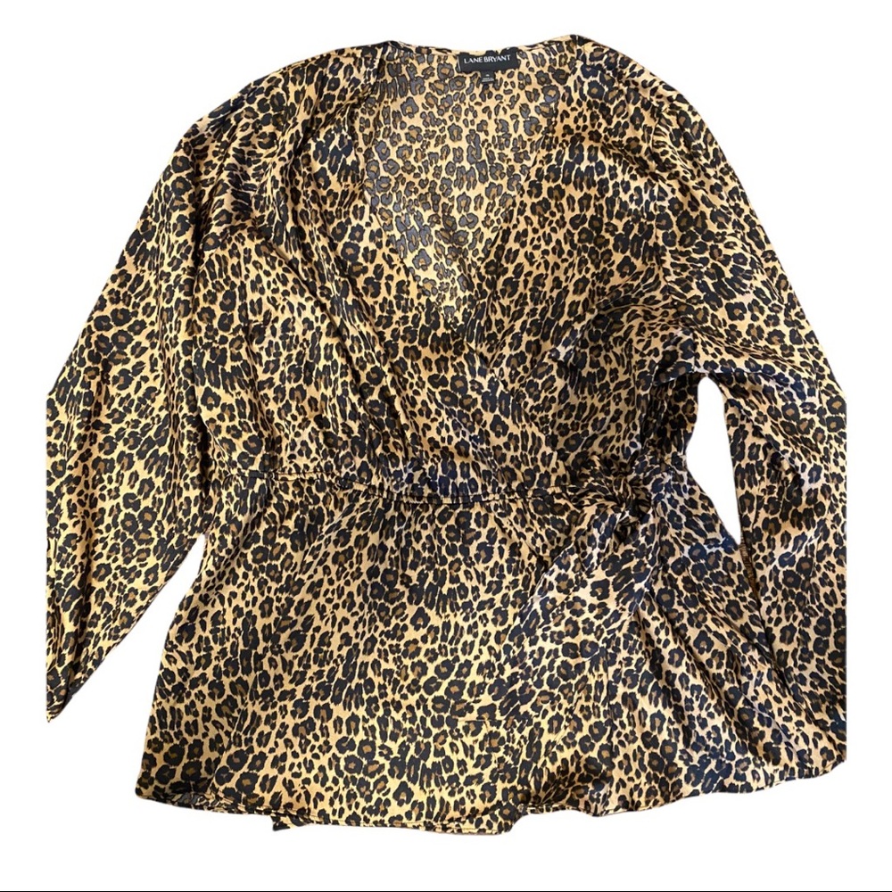 Lane Bryant Leopard Print Faux Wrap Blouse. Like New.  Size 16